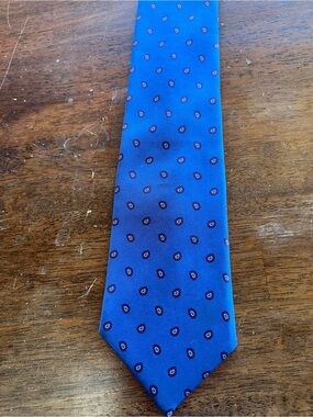 Blue Men's Patterned Silk Tie